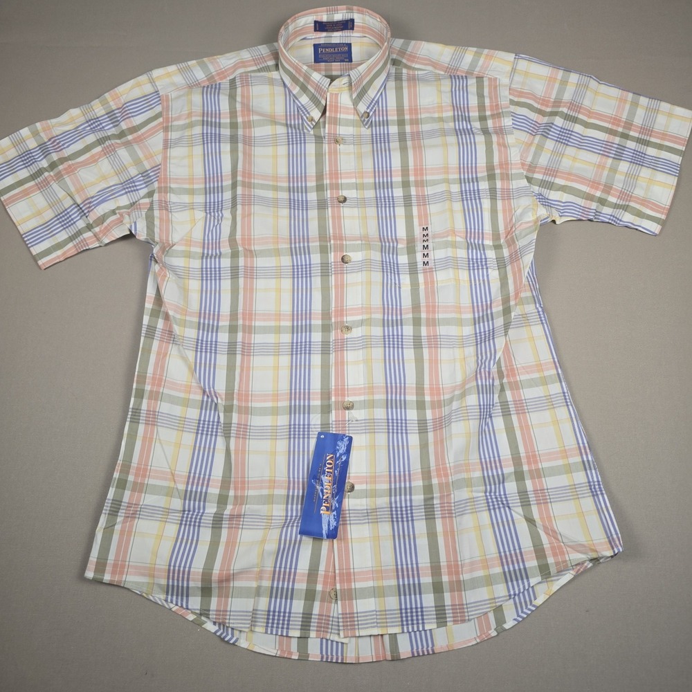 Pendleton Shirt Mens Medium Broadway Cloth Button Up Short Sleeve Cotton